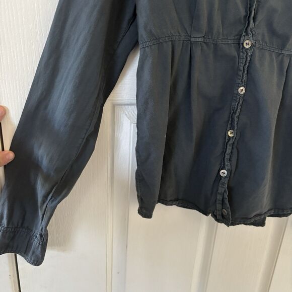 Standard James Perse Womens Size 4 Button Front V Neck Shirt Black Capsule Indie - Picture 4 of 8